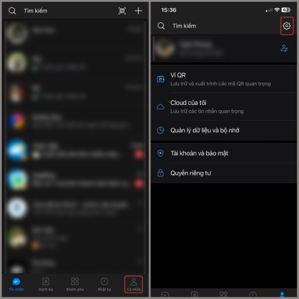 Chọn Cá nhân &gt; Cài đặt