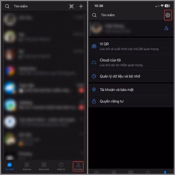 Chọn Cá nhân > Cài đặt