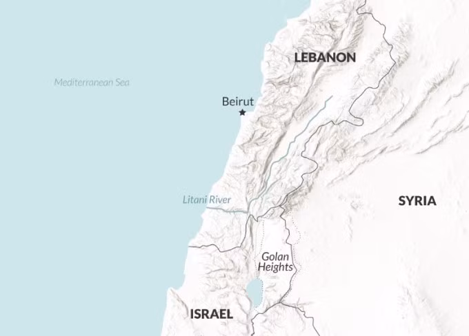 Vị trí Israel, Lebanon và sông Litani ở miền nam Lebanon. Đồ họa: RANE