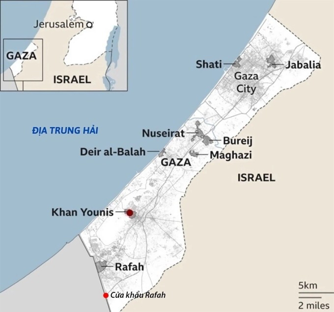 Vị trí Gaza City. Đồ họa: BBC Vị trí Gaza City. Đồ họa: BBC