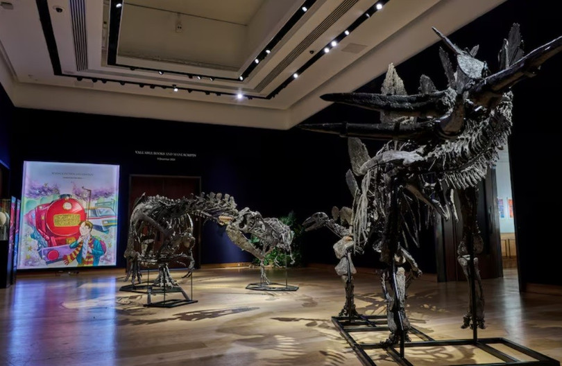 Hóa thạch khủng long được trưng bày tại nhà đấu giá Christie&apos;s ở London, Anh. Ảnh: REUTERS