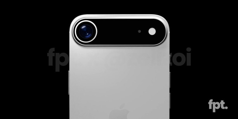 Phía trái cụm camera chứa một lỗ khoét tròn cho ống kính, trong khi lỗ tròn cho đèn flash và micro nằm bên phải. Trước đó, tin đồn cho biết iPhone 17 Air sẽ chỉ có một camera sau để tối ưu độ mỏng. Ảnh: @FrontPageTech/YouTube.
