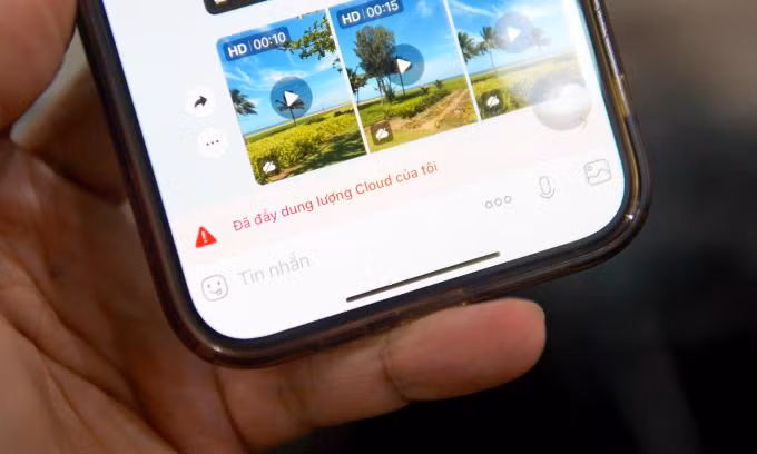 Thông báo đầy dung lượng Cloud trên Zalo. Ảnh: Lưu Quý