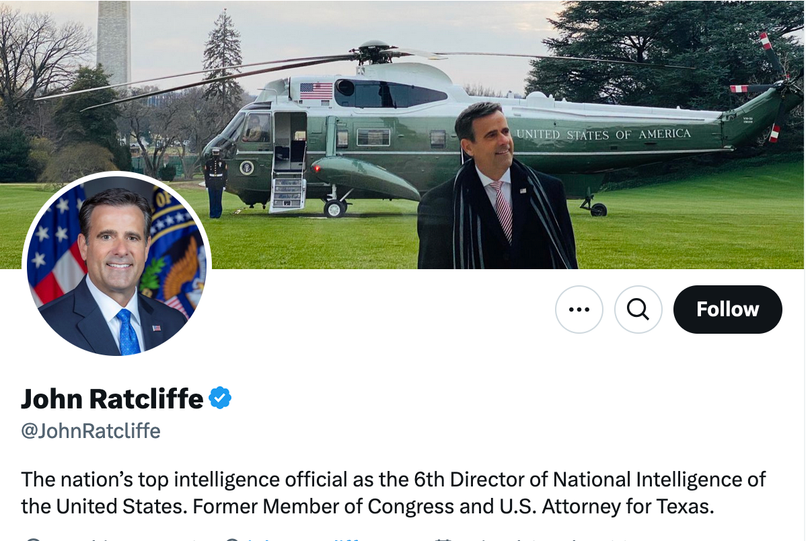 Với tư cách là thành viên Hạ viện, ông John Ratcliffe từng giúp theo đuổi các cuộc điều tra về Hunter Biden, con trai Tổng thống mãn nhiệm Joe Biden. Ảnh chụp màn hình: John Ratcliffe/X