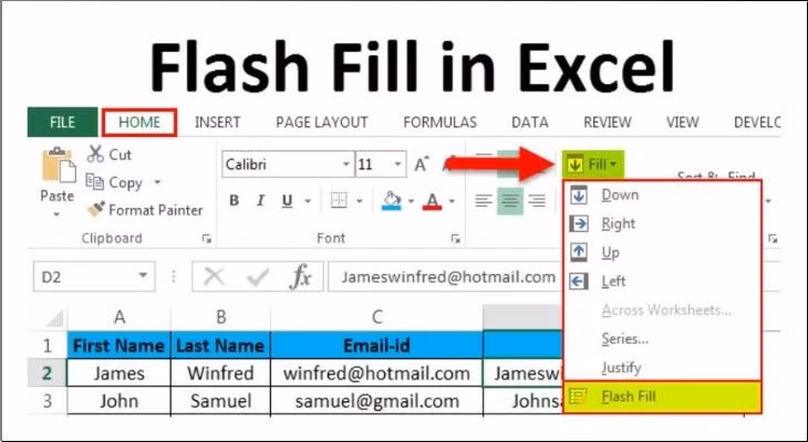 Bạn có thể sử dụng công cụ Flash Fill để chuyển đổi chữ thường thành chữ hoa