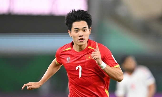 Tiền đạo Nguyễn Đình Bắc trong trận Việt Nam thắng UAE 3-2 ở tứ kết VCK U23 châu Á 2026, trên sân Prince Abdullah Al Faisal, thành phố Jeddah, Arab Saudi tối 16/1/2026. Ảnh: AFC