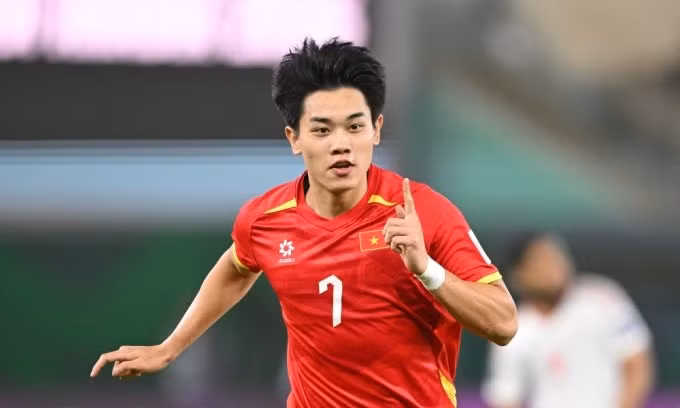 Tiền đạo Nguyễn Đình Bắc trong trận Việt Nam thắng UAE 3-2 ở tứ kết VCK U23 châu Á 2026, trên sân Prince Abdullah Al Faisal, thành phố Jeddah, Arab Saudi tối 16/1/2026. Ảnh: AFC
