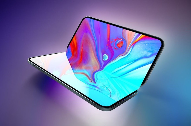 Ảnh minh họa iPhone màn hình gập. Ảnh: MacRumors. Ảnh minh họa iPhone màn hình gập. Ảnh: MacRumors.