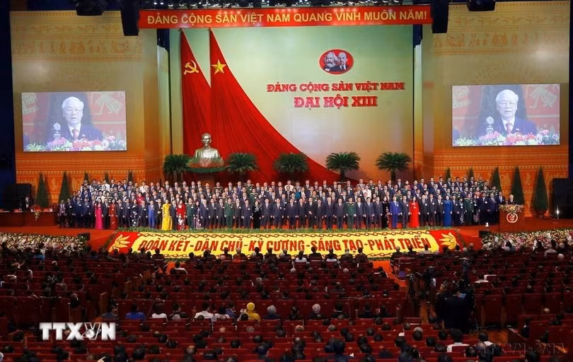 Tổng Bí thư Nguyễn Phú Trọng phát biểu tại Lễ ra mắt Ban Chấp hành Trung ương khóa XIII (Hà Nội, 1/2/2021). (Ảnh: Doãn Tấn/TTXVN)