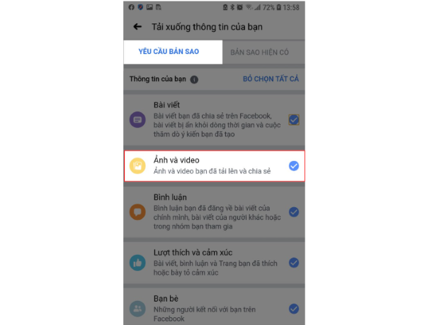 Chọn “Ảnh và Video”