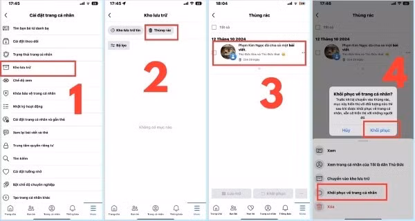 Nhấn nút Khôi phục