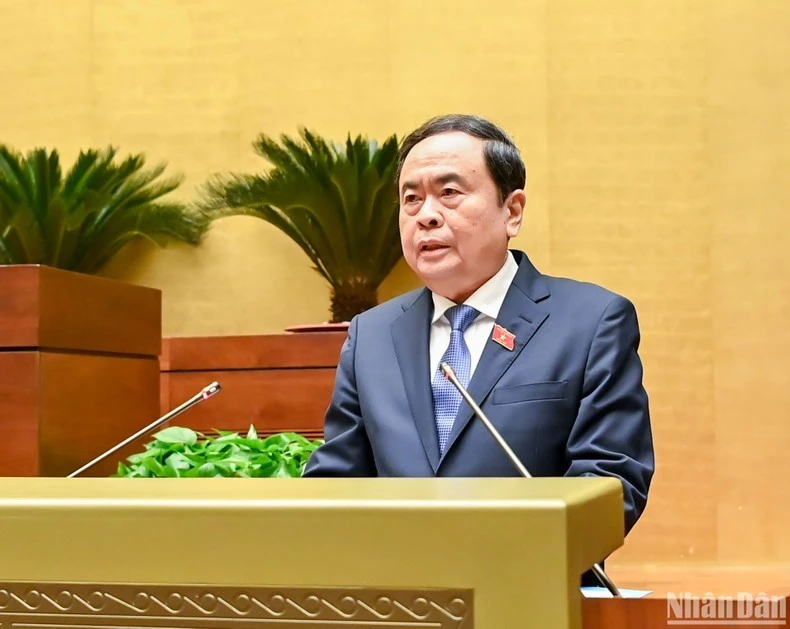 Chủ tịch Quốc hội Trần Thanh Mẫn phát biểu bế mạc Kỳ họp. (Ảnh: DUY LINH)