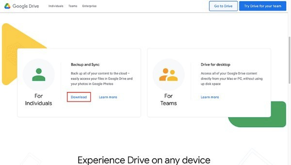 Tiến hành tải ứng dụng Google Drive về máy tính Tiến hành tải ứng dụng Google Drive về máy tính