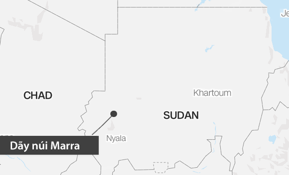 Vị trí dãy núi Marra. Đồ họa: CNN Vị trí dãy núi Marra. Đồ họa: CNN
