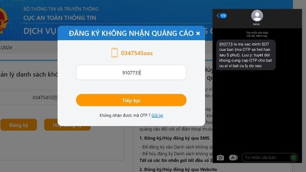 Nhập mã OTP để xác nhận