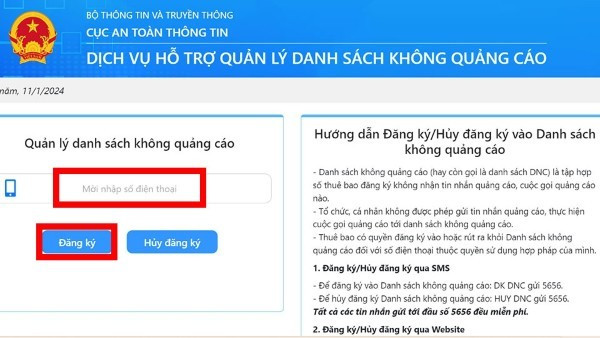 Nhập số điện thoại người dùng và nhấn Đăng ký