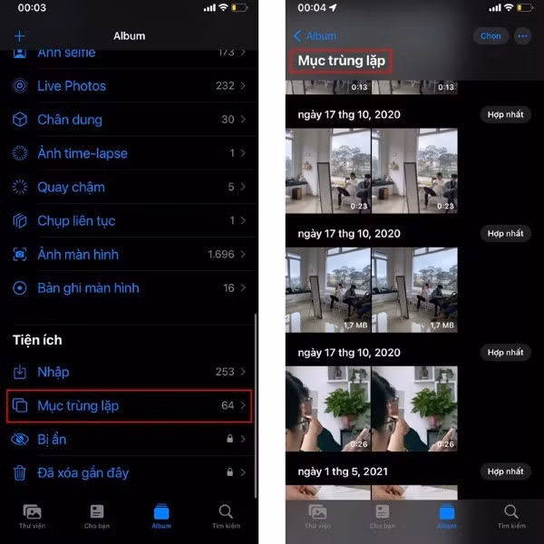 Chọn Mục trùng lặp (Duplicates)