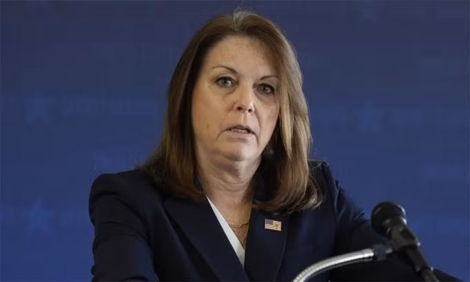 Bà Kimberly Cheatle trong cuộc họp báo tại Milwaukee, bang Wisconsin ngày 6/6. Ảnh: AP