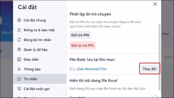 Nhấn Thay đổi