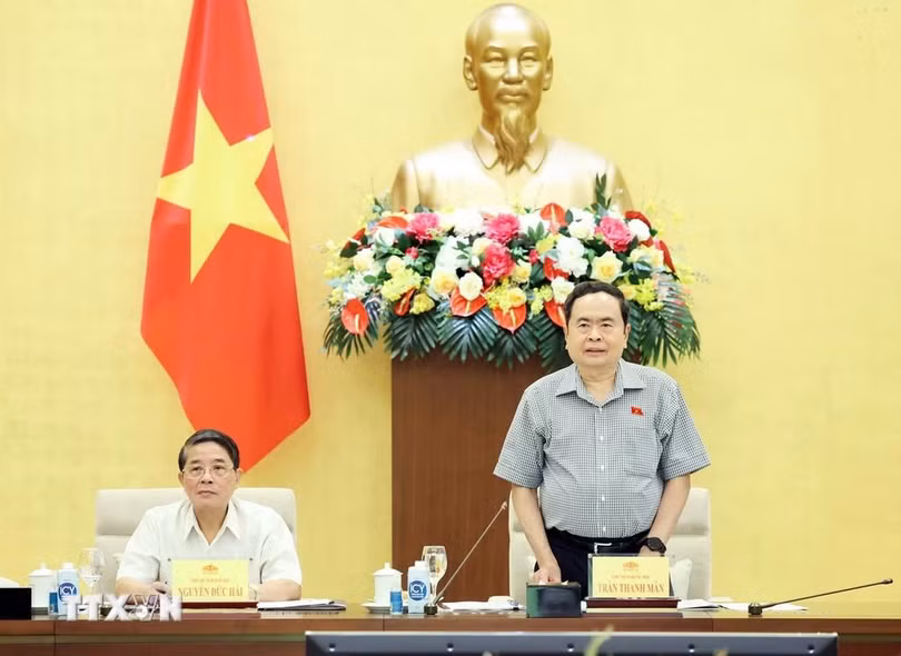 Chủ tịch Quốc hội Trần Thanh Mẫn phát biểu. (Ảnh: Thống Nhất/TTXVN)