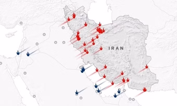 Các địa điểm bị tập kích trong xung đột ở Trung Đông.