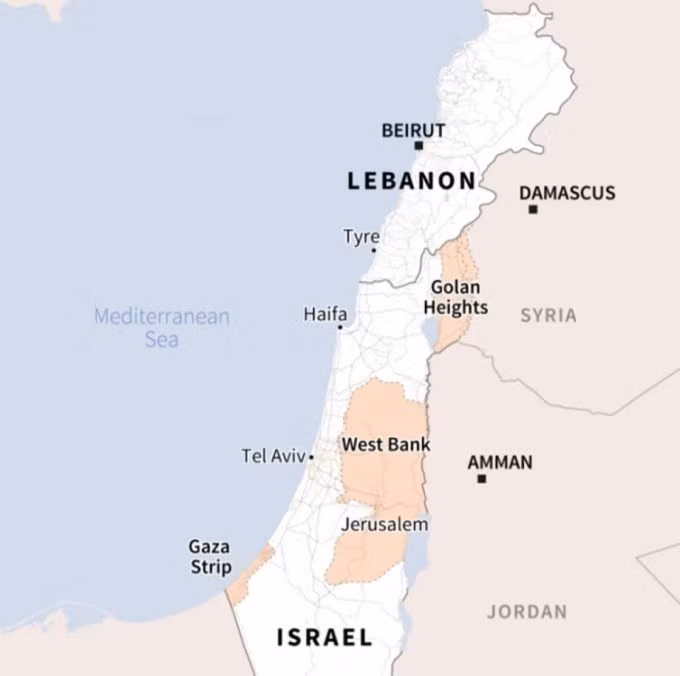 Vị trí Lebanon và Israel. Đồ họa: AFP