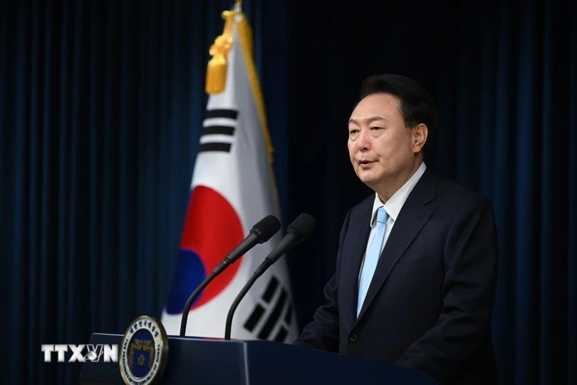 Tổng thống Hàn Quốc Yoon Suk Yeol. (Ảnh: Yonhap/TTXVN) tong-thong-han-quoc-2712.jpg
