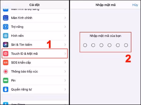 Chọn Touch ID &amp; Mật khẩu