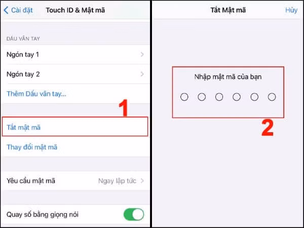 Chọn Tắt mật mã