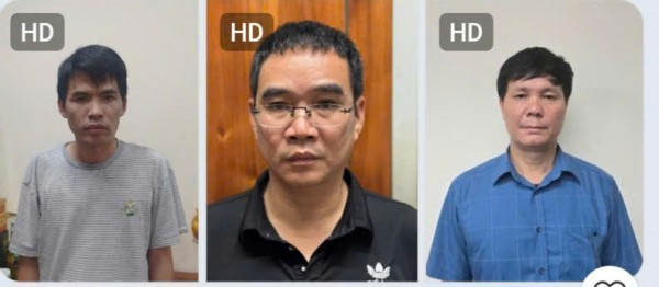 Trừ trái qua phải, các bị can: Nguyễn Thế Hùng, Nguyễn Văn Tâm và Phạm Văn Hoành.