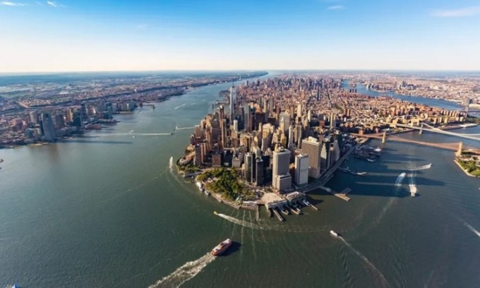 Khu vực Manhattan của New York và sông Hudson. Ảnh: Melpomenem Khu vực Manhattan của New York và sông Hudson. Ảnh: Melpomenem