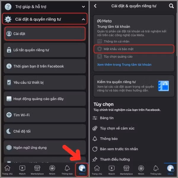 Chọn Cài đặt &amp; quyền riêng tư