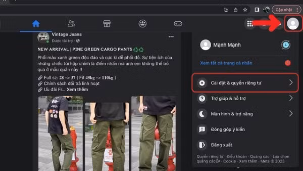 Chọn Cài đặt &amp; quyền riêng tư