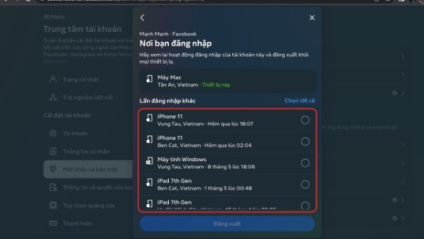 Kiểm tra danh sách thiết bị cùng địa điểm đăng nhập Kiểm tra danh sách thiết bị cùng địa điểm đăng nhập