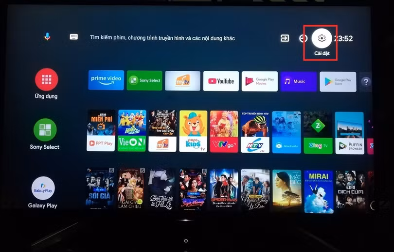 Bạn vào phần Cài đặt trên tivi