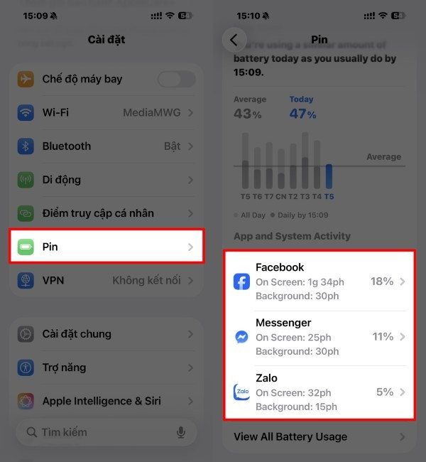 Vào Cài đặt → Pin Vào Cài đặt → Pin