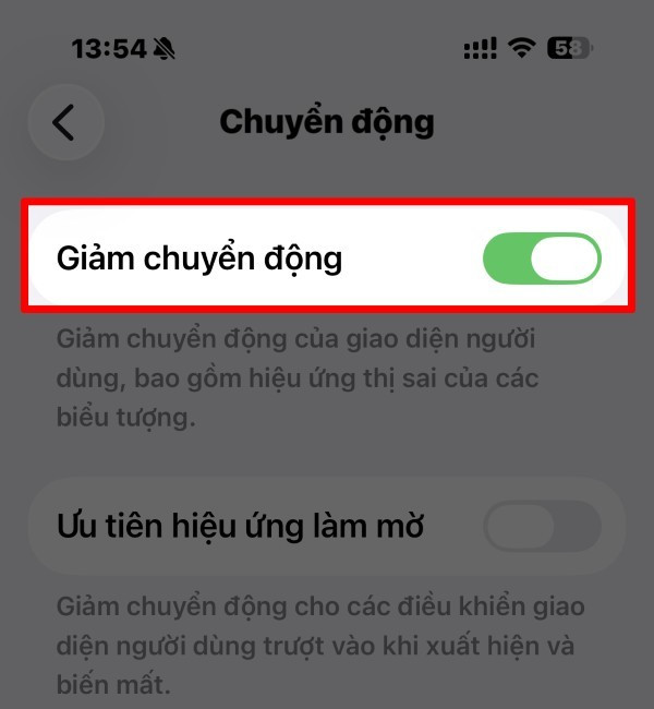 Kích hoạt chế độ Giảm chuyển động Kích hoạt chế độ Giảm chuyển động