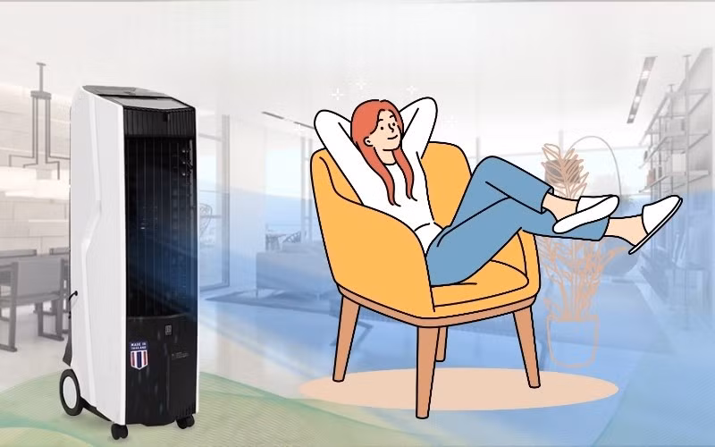 Tùy vào công suất hoạt động mà có vị trí ngồi phù hợp để hứng được vừa đủ lượng gió mát.