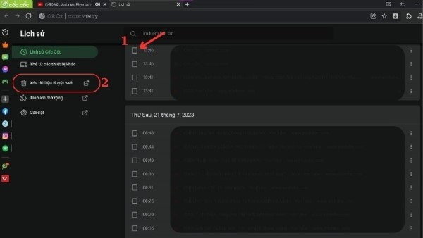 Nhấn chọn xóa dữ liệu theo ngày, tuần, tháng hoặc toàn bộ