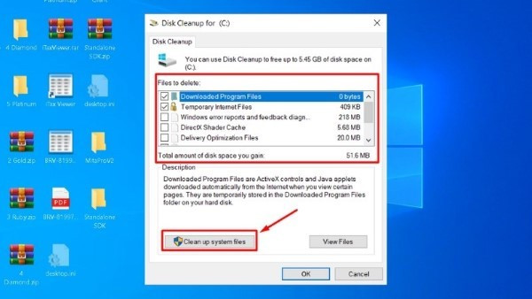 Chọn Clean up system files