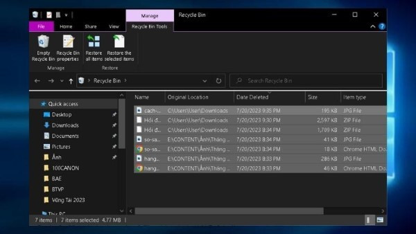 Nhấn Ctrl + A để chọn tất cả