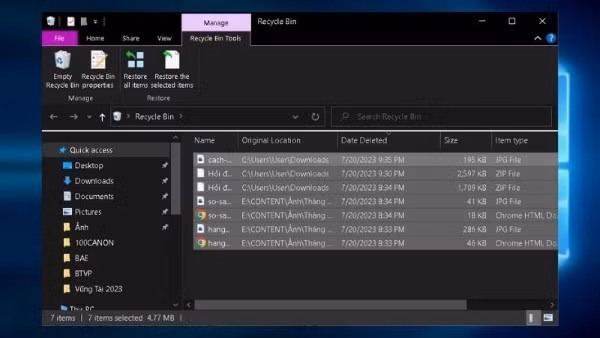 Nhấn Ctrl + A để chọn tất cả