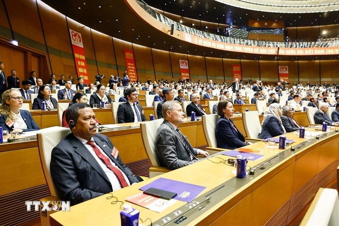 Đại biểu quốc tế dự lễ kỷ niệm. (Ảnh: Doãn Tấn/ TTXVN)