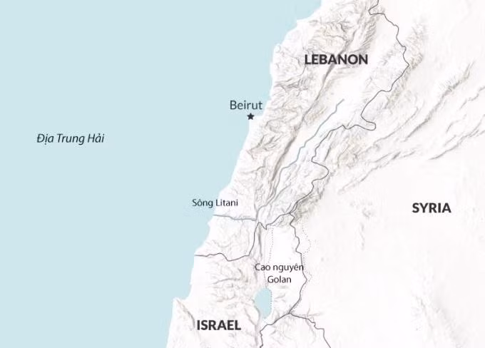 Vị trí Israel, Lebanon. Đồ họa: RANE