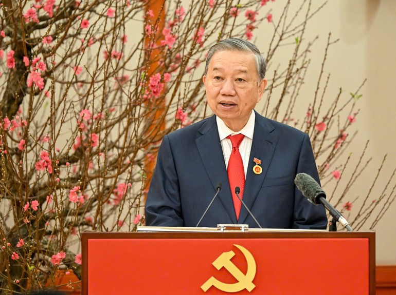 Tổng Bí thư Tô Lâm phát biểu tại buổi lễ. (Ảnh: DUY LINH)