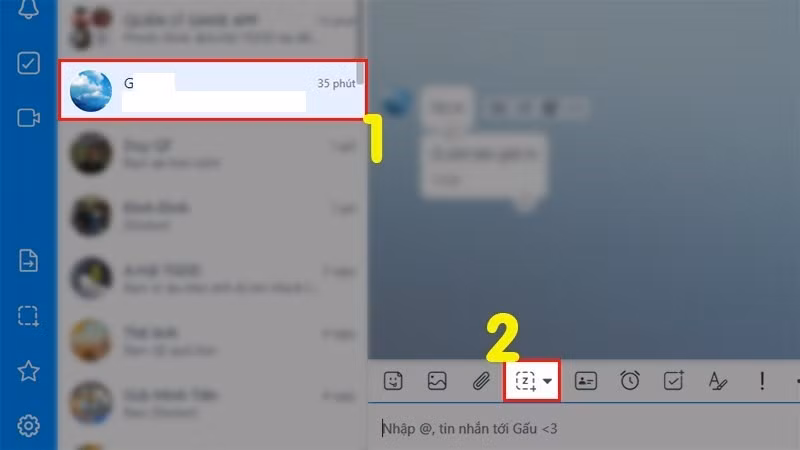 Bạn chọn khung chat bạn muốn chụp rồi chọn biểu tượng chụp màn hình.