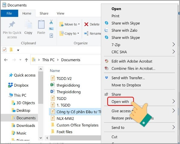 Mở file PDF bằng phần mềm hỗ trợ