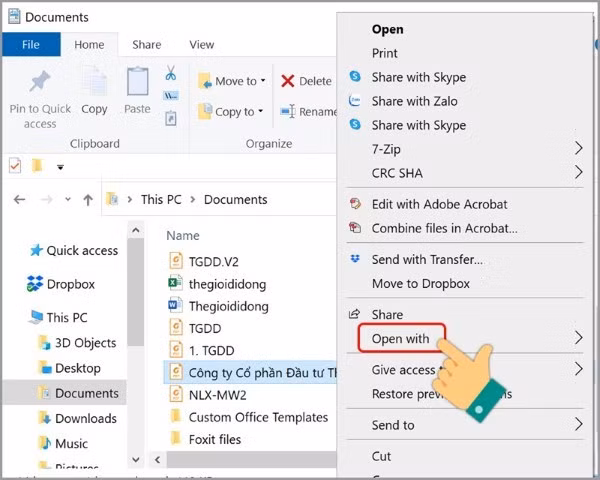 Mở file PDF bằng phần mềm hỗ trợ