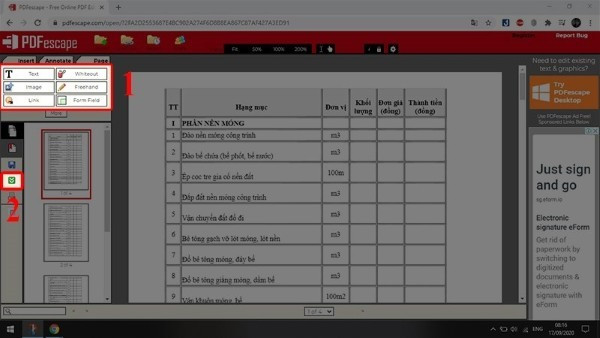 Thực hiện các thao tác chỉnh sửa mong muốn