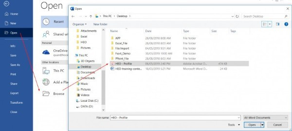 Chọn File cần chỉnh sửa > nhấn Open để mở file PDF